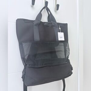 Black Mesh Panel Beach Back Pack Bag